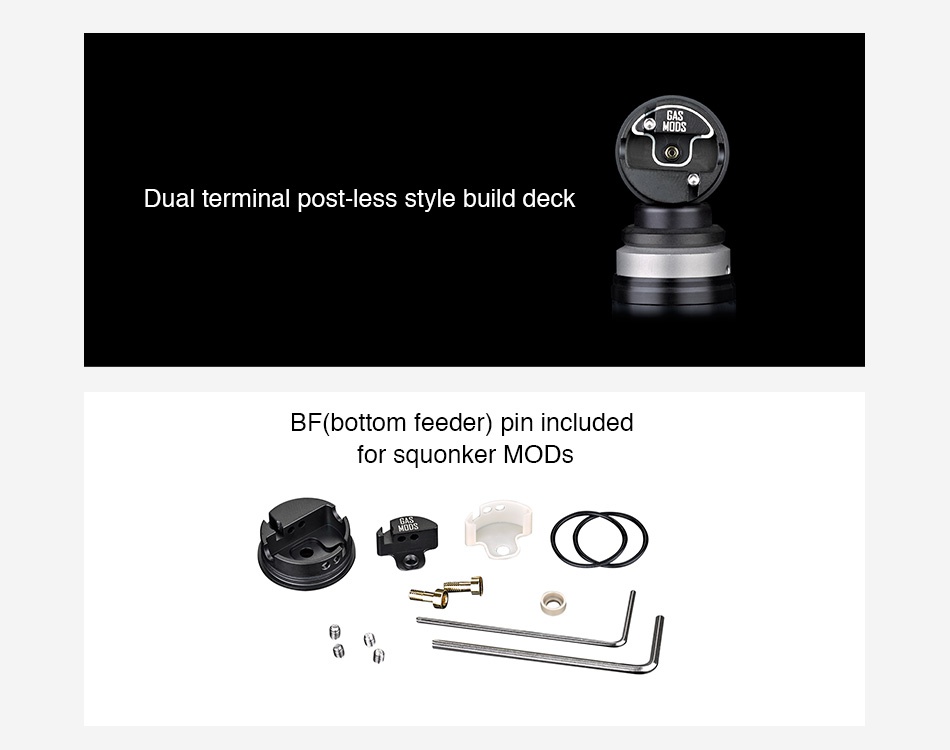 GAS MODS NOVA RDA Dual terminal post less style build deck BF bottom feeder  pin included for squonker MODs 6