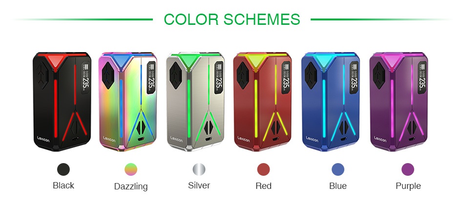 Eleaf Lexicon 235W TC Box MOD Black Dazzling Silver Red Blue Purple