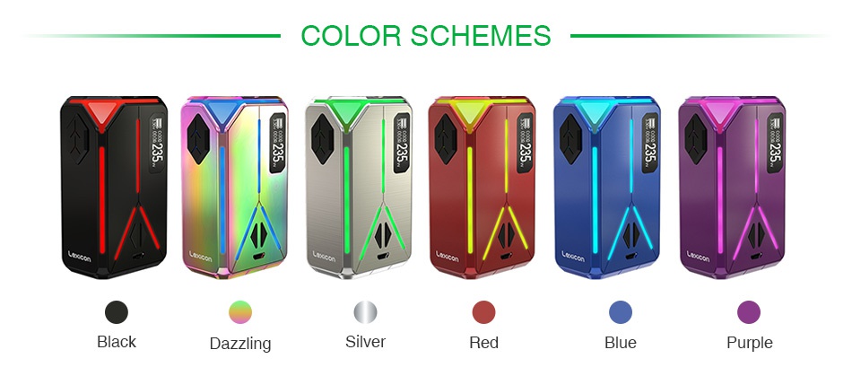 Eleaf Lexicon 235W TC Box MOD Black Dazzling Silver Red Blue Purple