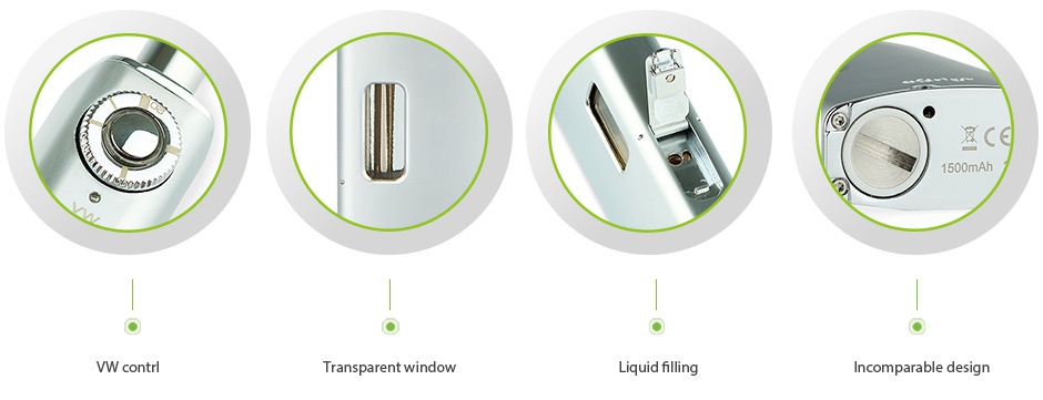 Joyetech eGrip 20W VW Kit Silver 1500mAh 1500mAh VW contrl Transparent window Liquid filling Incomparable design